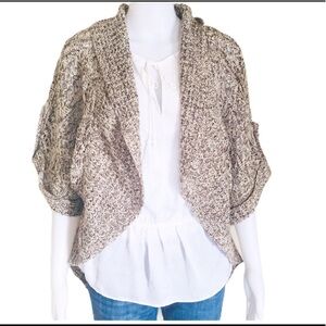 WAREHOUSE ONE Open Front Cardigan With Chunky Button Detail Taupe Beige Sz Large